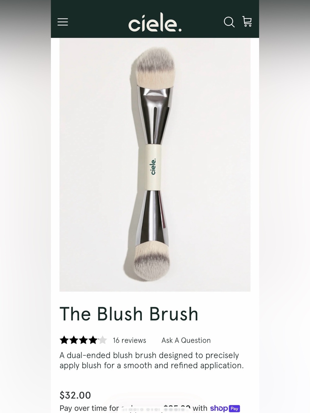 NIB Ciele The Blush Brush - Double Ended Synthetic for Cream and Powder - Picture 8 of 9